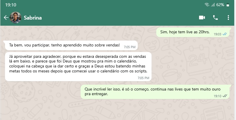 Prova social WhatsApp